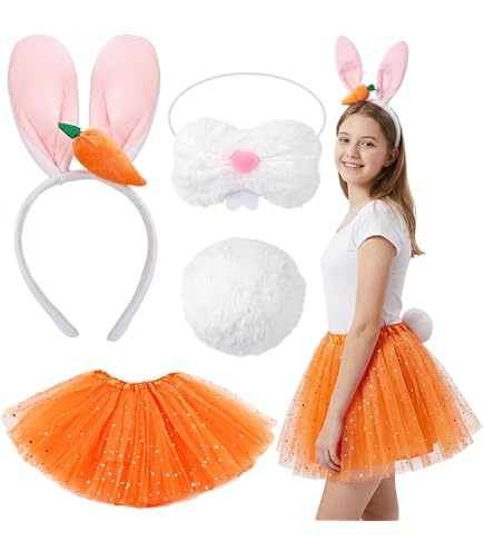 Beipegin Deguisement Lapin Fille Tutu Rose Bandeau Oreilles de Lapin Sac à Carottes Deguisement Animaux Pâque Carnaval Halloween Beipegin Deguisement Lapin Fille Tutu Rose Bandeau Oreilles de Lapin Sac à Carottes Deguisement Animaux Pâque Carnaval Halloween