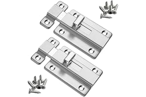 Bulloni per porte, YMWALK 2 pezzi Chiusure per porte di sicurezza in acciaio inossidabile da 4 pollici con viti per tutti i tipi di porte interne