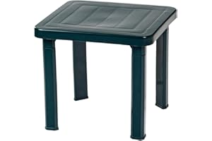 Resol 2x Green 47cm x 47cm Andorra Garden Patio Side Tables - Small Plastic Outdoor Bistro & Coffee Children's & Toddler Picnic Furniture - UV Resistant Outdoor Furniture