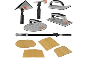 OXEO Kit ponçage plaquiste avec perche télescopique 1,2m - Ponceuse angle - circulaire - rectangulaire - détail - Feuilles abrasives