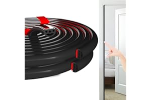 Hzetuu Joint Fenetre Isolation Joint Porte, Bande Caoutchouc Joint De Porte D'entrée Isolant Phonique, Profil En D-Poreux Autocollante En Porte Bande D'étanchéité (Noir,7m)