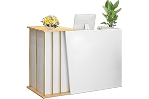 TAIFUAN Bancone Reception Negozio Centro Estetico con Cassetti, Scrivania Salvaspazio 4 Spazio di Archiviazione per Ufficio e Sale Azienda (120x40x90cm, bianco caldo)