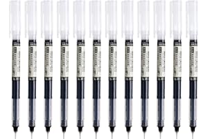 Anller 12 penne a sfera a inchiostro liquido, punta ad ago da 0,5 mm, inchiostro ad asciugatura rapida, penne a sfera rollabili, nero