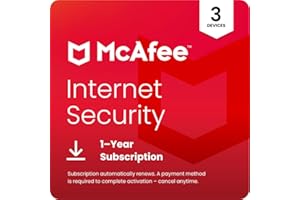 McAfee Internet Security 3-Devices 2025, Real-Time PC Protection from New and Evolving Threats, 1-Year Subscription with Auto-Renewal, Digital download, PC/Mac/iOS/Android