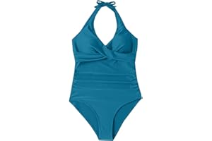 WESALOES Bañadores Mujer Reductores Barriga Espalda Expuesta Bañador Vientre Plan Ropa de Baño Traje de Baño de Una Pieza Mujer Fruncido Bañador Natacion Cuello en V Push Up Traje de Baño Acolchado