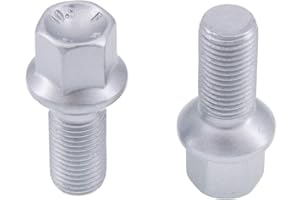 ‎LEVANDO Levando 20 Stück Radschrauben M14x1,5 27mm Schaftlänge Kugelbund R14 D = 27mm SW17 – Radbolzen-Set passend für Mercedes-Benz Modelle (Radschraube R14 - MB Original-Bund), Farbe Silber