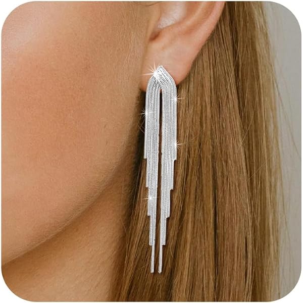 ALEXCRAFT Orecchini Lunghi A Goccia Con Perle E Nappe - Pendenti In Argento 925 Ipoallergenico - Eleganti Per Matrimoni E Cerimonie - 5