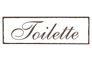 Dekolando - Letrero de madera para puerta de servicio, diseño vintage con texto en inglés «Toilette»