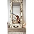 A.M INTERNATIONAL Wooden Carved Full Length Mirror Frame for Living Room Bedroom Wall Decoration Floor Standing | | 6x3 Feet, (Without Mirror) (White Distress, 5x2.5)