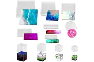 FineGood - 11 stampi in resina epossidica, in silicone, forma quadrata a sfera, per creare fiori, per conservare gioielli e sapone