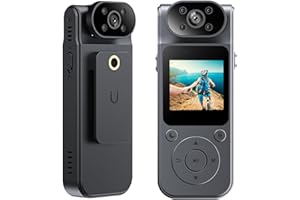 TKMARS Action Cam 1080P WiFi（ Inglese Disponibile）, 170° Grandangolare Antidistorsione + Lente Rotante 180°, Registrazione Circolare, Visione Notturna IR, Clip Magnetica/Multifunzione, Autonomia 7H