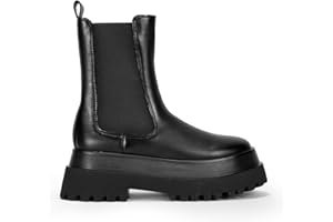 BOSANOVA Botas de caña Media con elásticos Laterales y Suela Track. Sin Cierre. Calzado para Mujer