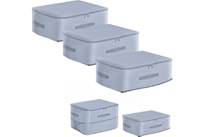 WOOWAIR 3 Stück Ultra Platzsparender Selbstkomprimierender Organizer, Aufbewahrungstasche für Bettdecken, Groß Selbstkomprimierende Bewegliche Organizertaschen for Decken Kleidung (Grau, L 52x42x30CM)