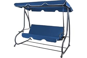 ‎MONTAFOX Montafox 4-Sitzer Hollywoodschaukel mit Liegefunktion belastbar bis 280 kg Gartenschaukel Gartenliege inkl. Sonnendach, Farbe:Nachtblau