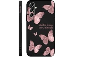 Fekra Red Butterfly Soft TPU Case For Samsung Galaxy A55 A54 A14 A15 A35 A73 A53 A24 A25 5G S22 S24 S23 Ultra S23 FE S24 Plus Shockproof Silicone Cover (Black, Samsung Galaxy A35)