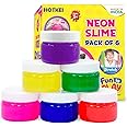 HOTKEI Neon Slime (Pack of 6) Multicolour Scented DIY Magic Toy Slimy Slime Clay Gel Jelly Putty Set kit for Boys Girls Kids - 50 gm