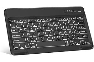 JADEMALL Bluetooth Tastiera per iPad, Samsung, Lenovo, Huawei, Xiaomi, Retroilluminata Tastiera Ricaricabile Ultra Sottile Bluetooth Compatibile IOS/Windows/Android, Layout Italiano QWERTY, Nero