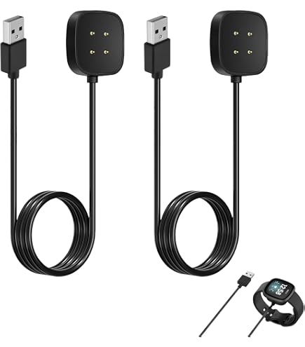 Wanme 2 Pack Charger Compatible with Fitbit Versa 3/Versa 4/Sense/Sense