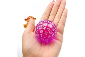 BESCON DICE Bescon Translucent Polyhedral Dice 100 Sides Dice, przezroczysta D100 die, 100 Sided Cube, D100 Game Dice, 100-stronna kostka fioletu