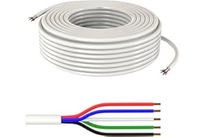 Lumonic 5x0,34mm² RGBW LED Linea di controllo Bianco 10m | cavo flessibile a 5 conduttori con guaina | LiYY Estensione, Cavo di alimentazione, Linea di alimentazione LED, Cavo di controllo