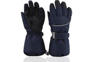 XIAOHAWANG Rękawice narciarskie dla dzieci, wodoszczelne, wiatroszczelne, z odblaskowymi paskami, antypoślizgowe, ocieplające, ochrona przed zimnem, rękawice z pięściami dla dzieci