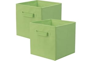 PowerKing Aufbewahrungsbox, 2 Stück faltbar Aufbewahrungswürfel Aufbewahrung Box aus Stoff in Würfelform - Grün