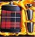 Produktbild SHOT Fläschchen Geschenk Set mit Rot kariert Typ Arbeitshemd Schottland Tuch verpackt Edelstahl 304 Flachmann mit 2 Shot Glas & 1 Fläschchen Trichter