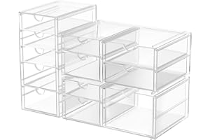 YFXCVSL Schreibtisch-Organizer und Zubehör mit 12 Schubladen, 3 Stück, Make-up-Organizer, Acryl, wasserdicht, Badezimmer-Organizer, Schreibtisch-Organizer mit Schubladen für Make-Up, Schmuck, Stift,