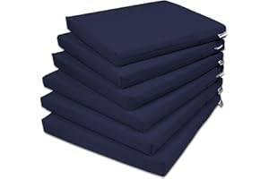 ‎ROLLMAYER Rollmayer 6er Set Stuhlkissen Stuhlauflage Sitzkissen Sitzpolster Auflage für Stühle in Haus und Garten Kollektion Vivid (Dunkel Blau 16, 40x40x4cm)