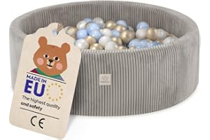 MISIOO Bällebad mit Schaumstoff-Füllung - 90x30cm - 200 Bälle - Hochwertige Bällebad Bälle für Kinder - Weiches und Sicheres Spielzeug - Waschbar