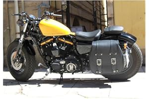 Cruizer - Monoborsa laterale per moto Harley davidson 1200x forty-eight in pelle doppio rexion con incavo per ammortizzatore e 3 fibie