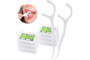 Nić dentystyczna – Meersee 180 sztuk białych patyczków do czyszczenia zębów międzyzębowych, pałeczki z jedwabiem dentystycznym, drut zębowy, pałeczki do pielęgnacji jamy ustnej, 6 sztuk