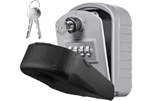 ‎ENONEO ENONEO Schlüsseltresor Schlüsselsafe mit 4-Stelliges Zahlencode mit wasserdichte Abdeckung Groß Schluesselbox Schlüsselkasten Wandmontage Draußen Innen für Zuhause, Auto, Büros und Garagen (Grau)