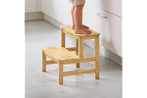 COSYLAND Taboret schodkowy z 2 stopniami | taboret do schodów dla dzieci | meble dla dzieci do łazienki, kuchni, pokoju dziecięcego od 2 lat | taboret toaletowy (naturalny)