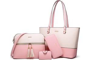 YTL Damen Handtasche Tote Shopper Groß Schultertasche Umhängetasche Geldbörse Kartenhalter Tasche 4-teiliges Set für Büro Schule Einkauf Reise Geschenk