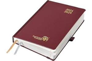 POPRUN Agenda 2024 2025 Giornaliera A5, Daily Planner 21,5 x 14,5 cm 12 Mesi da Ago.2024 a Lug.2025, 1 Giorno 1 Pagina da Lun a Dom con Schede Mensili, Carta da 80 gsm FSC®, Borgogna