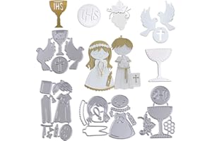 MEJOSER 4 Sets Matrices de Découpe Scrapbooking Baptême Cutting Dies Noël Pochoir Carbone pour Papier Carte Anniversaire Fête Mariage Cadeau Bricolage Décoration (4 Sets-baptême)