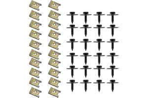 PANYI 20 Stück Karosserie-Kotflügelschrauben-Gabelkopf und Schraubenkombination, Metall-U-Verschluss mit Befestigungsschrauben für Stoßstange Armaturenbrett Türverkleidung Innenausstattung