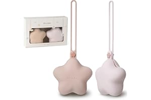 Moonkie Etui na smoczek, 2 sztuki, silikonowe pudełek na smoczek, pudełko do przechowywania smoczków, nie zawiera BPA, wodoszczelne pudełko na smoczek(Rumieniec/Delikatny liliowy)