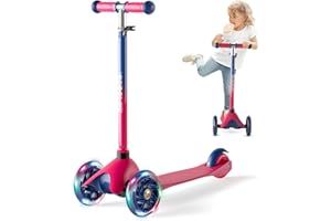 XJD Trottinette Enfant 3 Roues à partir de 2 à 8 Ans- Patinette Débutante Cadeau - T-Bar Ajustable pour Garçons et Filles -Charge Jusqu’à 50 kg avec Roues Lumineuses Poignées Ajustable…