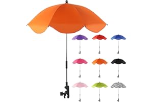 TARTAGLIA Ombrelle Poussette Universelle Anti UV 50+ - Parasol Anti UV pour Landau, Parapluie Poussette avec Pince Réglable et Bras Réglable pour Extérieur Plage Jardin, iamètre 66 cm