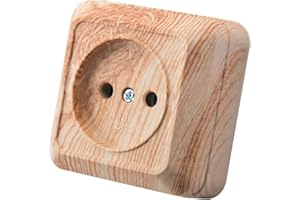WESA Enchufe de pared,Juego de enchufes eléctricos de pared,Enchufe de pared de interior 250V AC 16A,Grano de madera blanco Enchufe sin toma de tierra