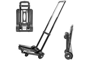 EURO VANADIUM - Diable Chariot de Transport Pliant - Charge Max 40 kg - Télescopique à 3 Hauteurs - 4 Roues Adhérentes et Solides - Multiusage, Compact, Léger et Robuste