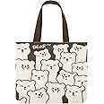 Firtink Tote Bag With Zip Canvas Tote Bag Reusable Shopping Bag With Pocket Washable Foldable Shopper Bag Cute Bear Bag For Women Girls