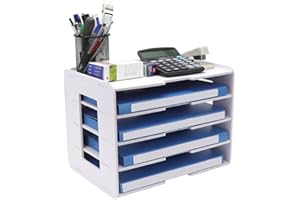 Gohytal Office File Tray, Letter Tray Organiser, A4 Paper Organisers Desk Tidy Organiser, 5 Tier Document/Paper/Letter Tray Organiser for Home Office School Supplies