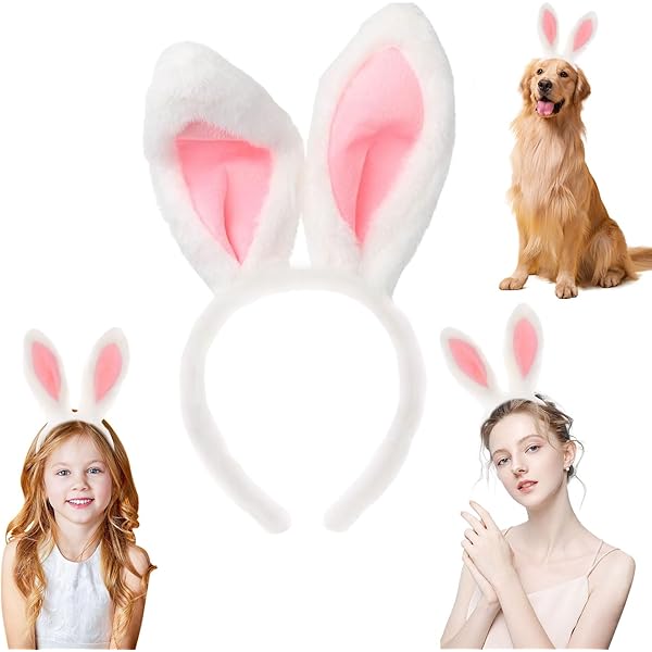 LHKJ Haasoren hoofdband vlinderdas staart voor kinderen volwassenen Pasen party cosplay kostuum set 3-delig