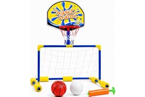 Kinderfreund 2-i-1 Poollek: Vattenbollmål & Basketkorg för Barn och Vuxna inkl. Bollar – Perfekt Vattenlek för Sommaren