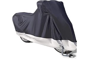 Big Hippo Motorbike Cover, Waterproof Motorcycle Cover 108'' XXL 190T Motorcycle Indoor Outdoor Protection Motorbike Rain Cover Anti Scratch Dust UV with Lock-holes Universal for All Motorcycles