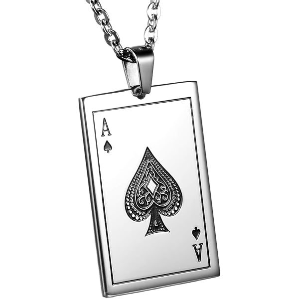 WCRAZYE Playing Card Necklace - Stainless Steel Poker Pendant, Royal Flush Design (Unisex Hip Hop Jewelry Gift)