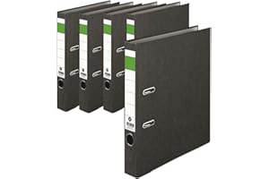 IC-Office 5er Pack Ordner A4 5cm breit schwarz Aktenordner Ringordner Briefordner Büroordner Schlitzordner Blauer Engel grüner Balken für Schule Studium Büro HomeOffice bis 1750 Blatt